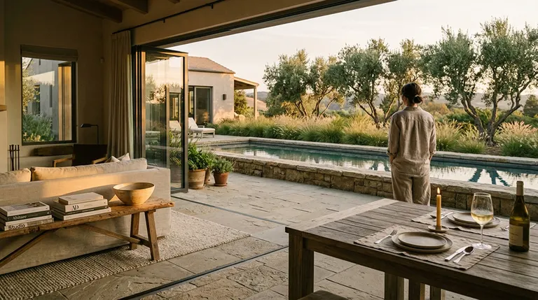 Napa-style home with FlowDoors folding door installation