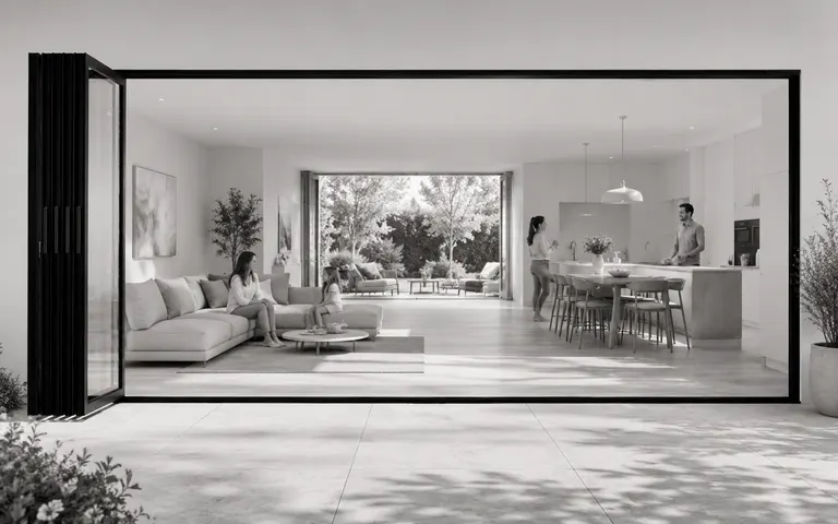 FlowDoors fully open to connect indoor and outdoor living